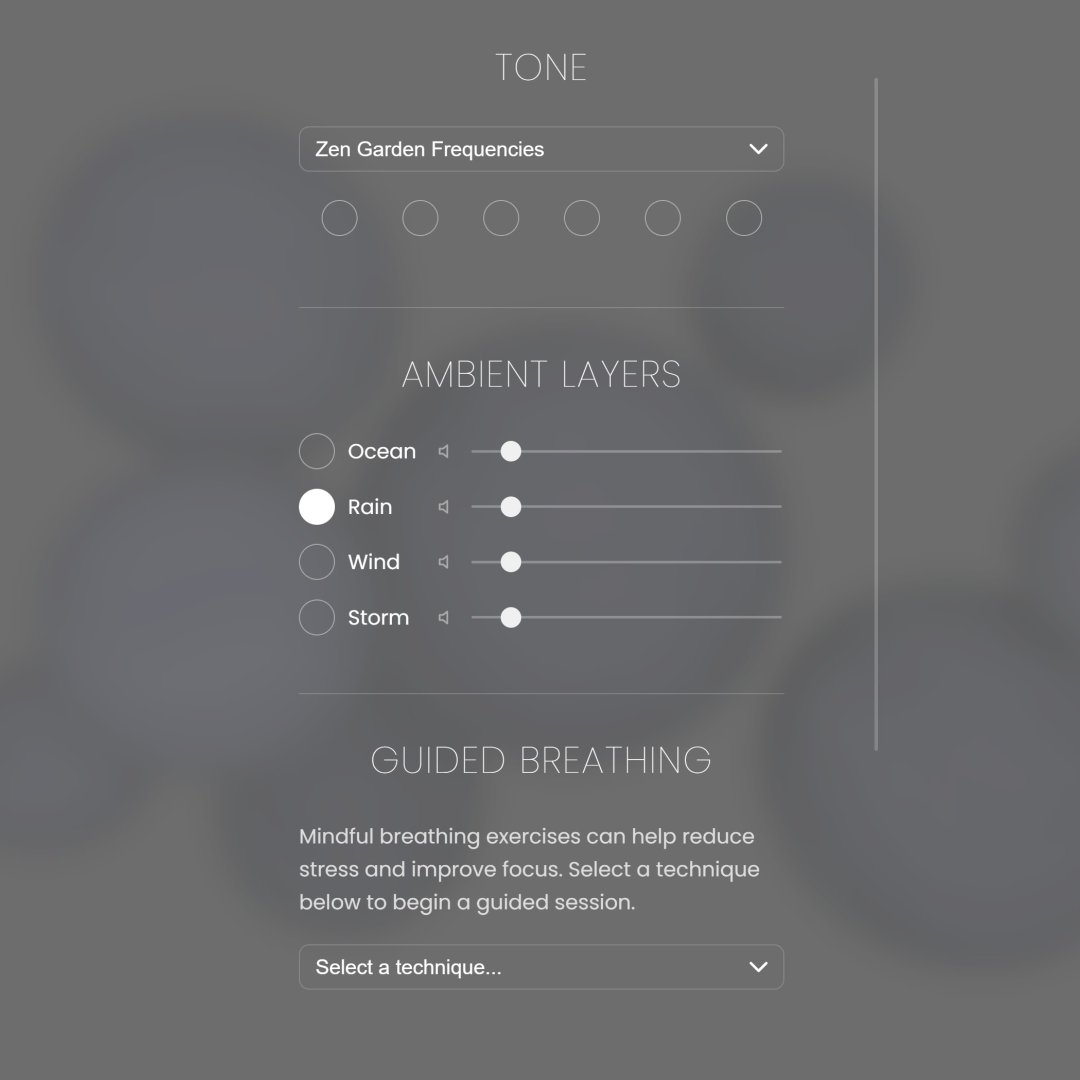 A still from Sound Spa showing the main menu
